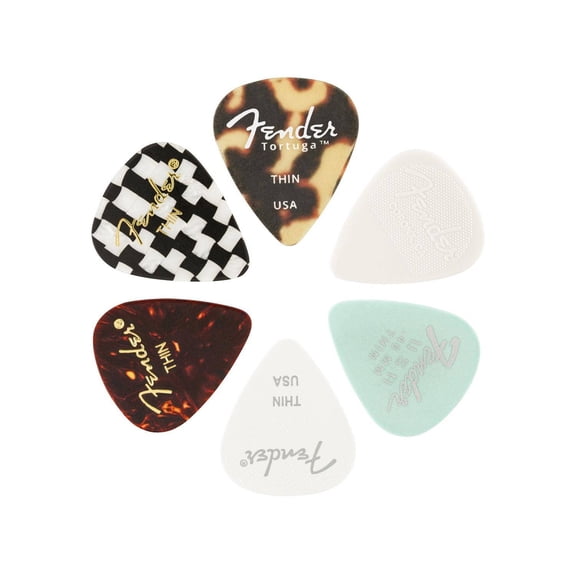 Fender Material Medley, (6 Pack) Thin Picks