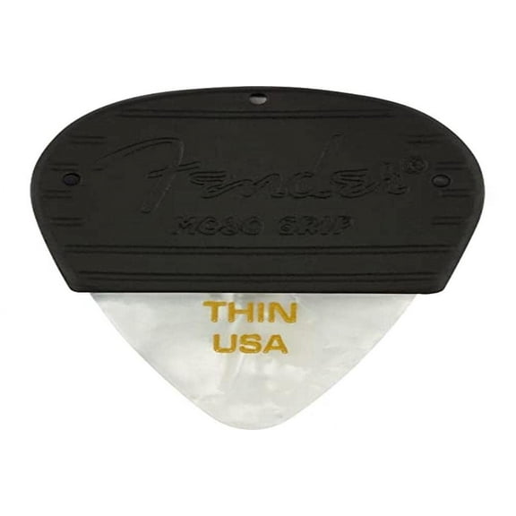 Fender Mojo Grip Guitar Picks 351 Shape, Celluloid, White Moto, Thin, 3-Pack