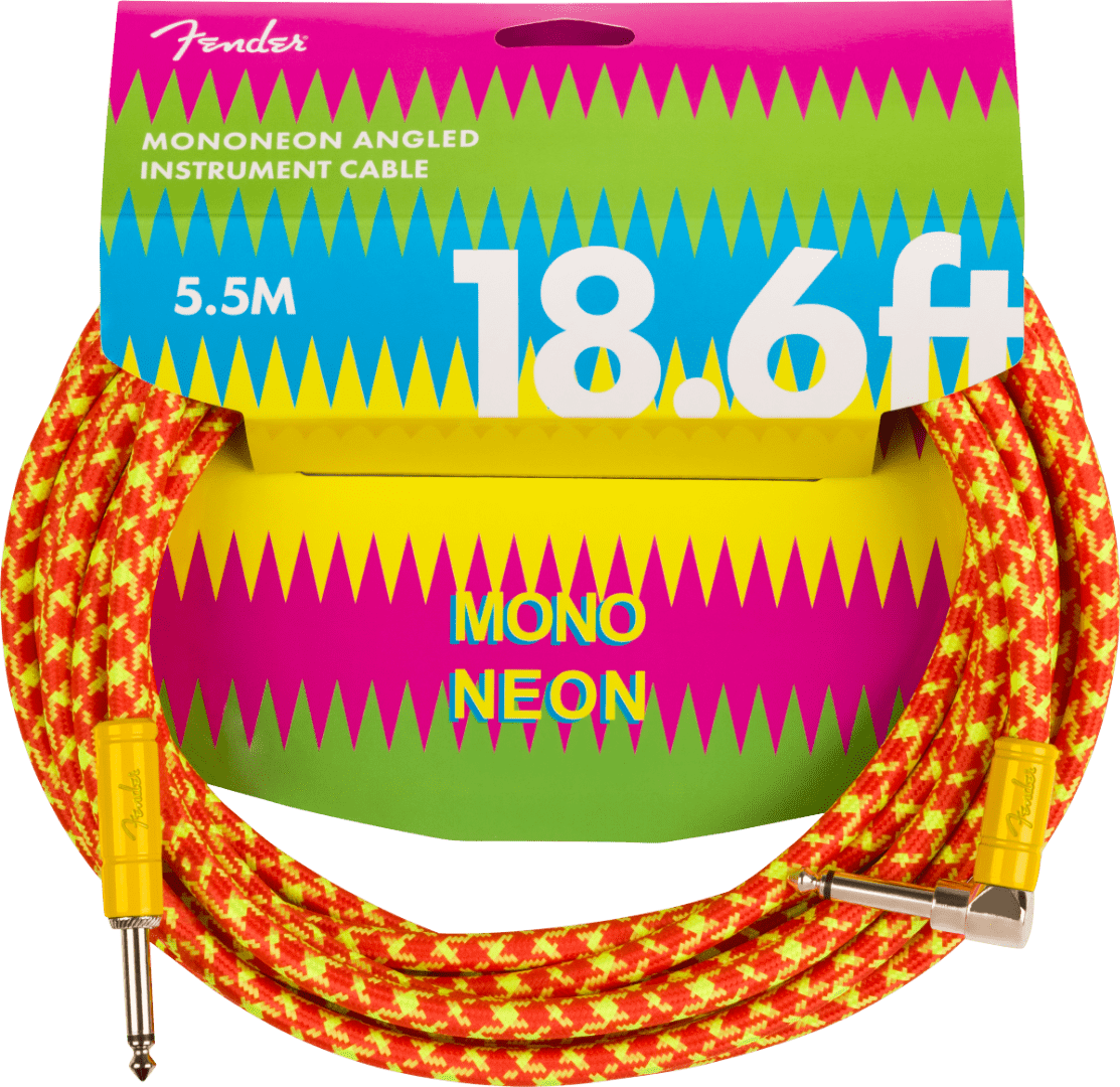 Fender MonoNeon Instrument Cable, Orange Multi-Color, 18.6' Model # 0990818282