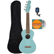 Fender Monterey Concert Ukulele - Daphne Blue Bundle with Gig Bag, Tuner, and Austin Bazaar Instructional DVD