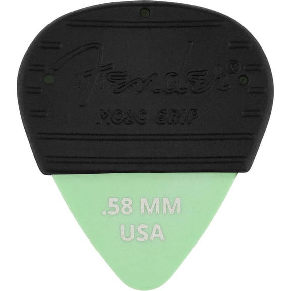 Fender 351 Shape .58mm Mojo Grip Dura-Tone Delrin Guitar Picks, Surf Green, 3-Pack