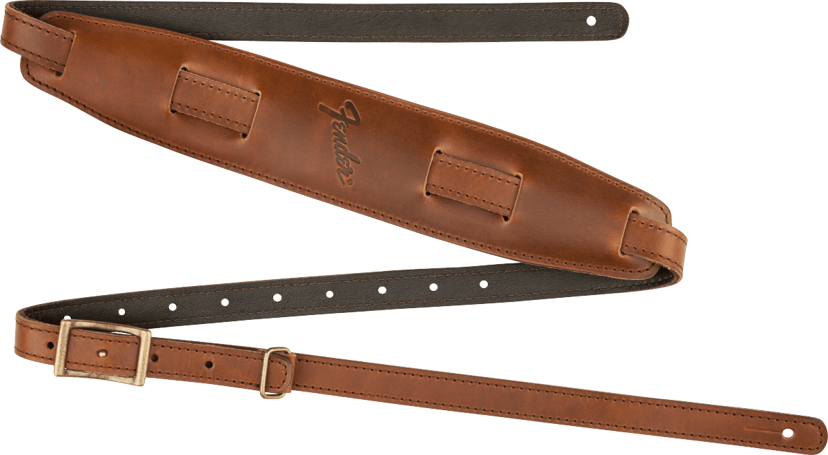 Fender Mustang Leather Saddle 2.25 in. Guitar Strap - Cognac