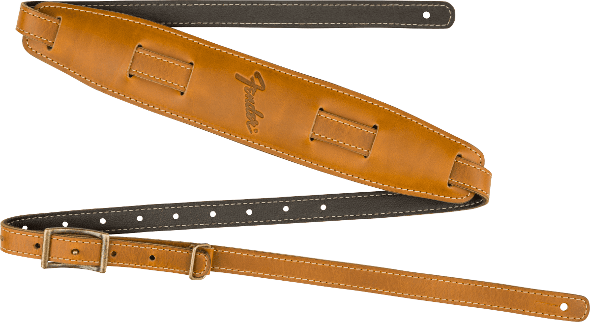 Fender Mustang Vintage Premium Leather Saddle Strap, Butterscotch #: 0990689050