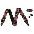 thumbnail image 1 of Fender Neon Monogrammed 2-Inch Guitar Strap - Purple and Yellow w/ Strap Blocks, 1 of 3
