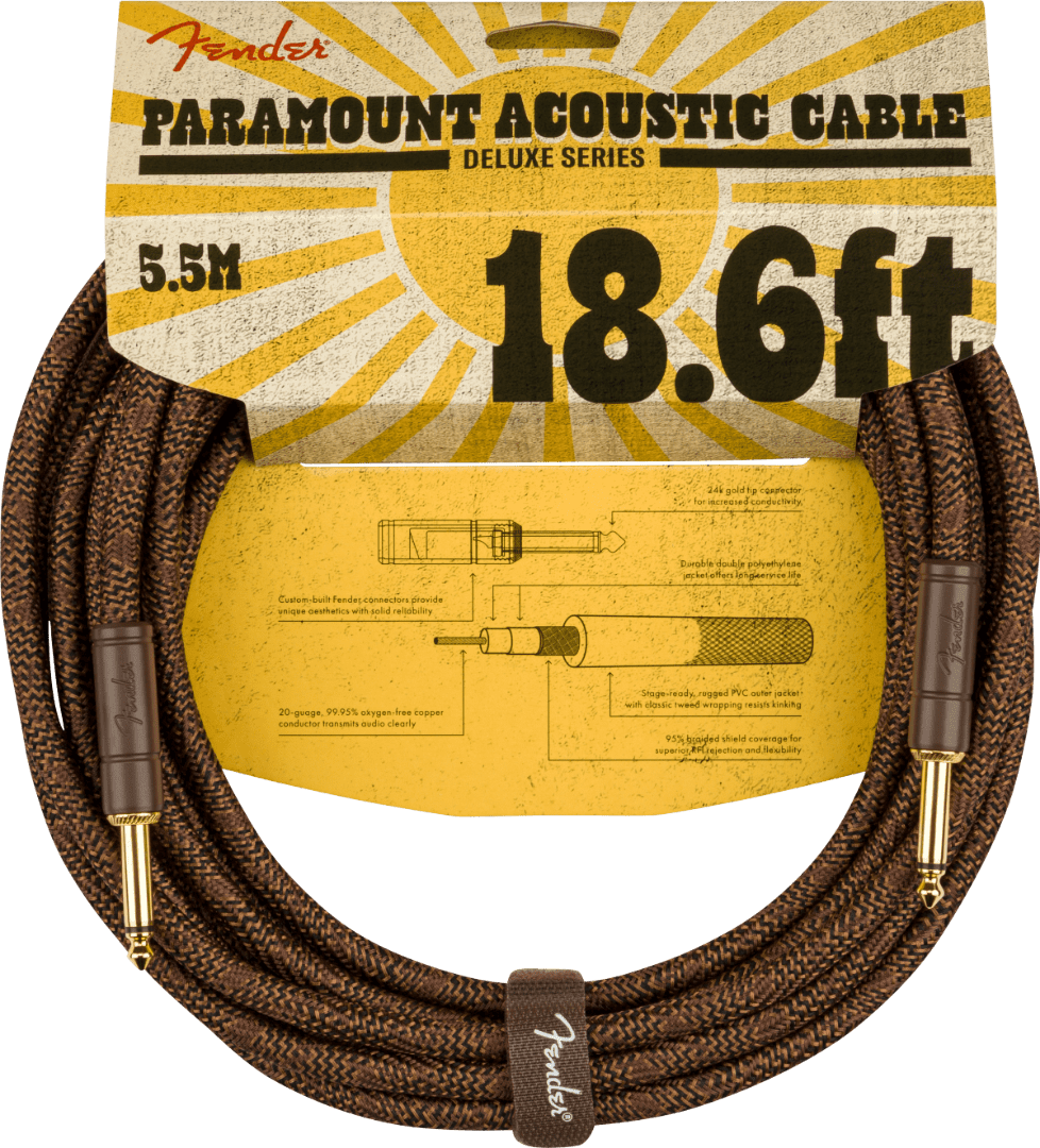 Fender® Paramount 18.6' Acoustic Instrument Cable, Brown MODEL #: 0990918007