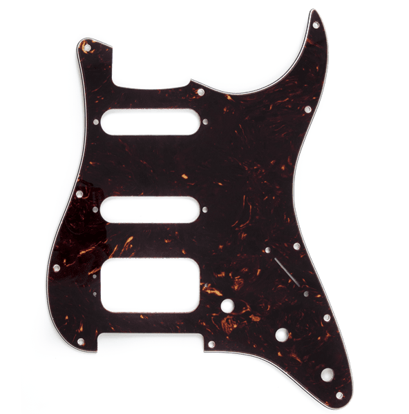 Fender Pickguard, Stratocaster® H/S/S (3-Screw Mount HB), 11-Hole Mount, Brown Shell, 4-Ply