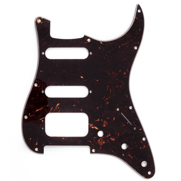 Fender Pickguard, Stratocaster H/S/S (3-Screw Mount HB), 11-Hole Mount, Brown Shell, 4-Ply