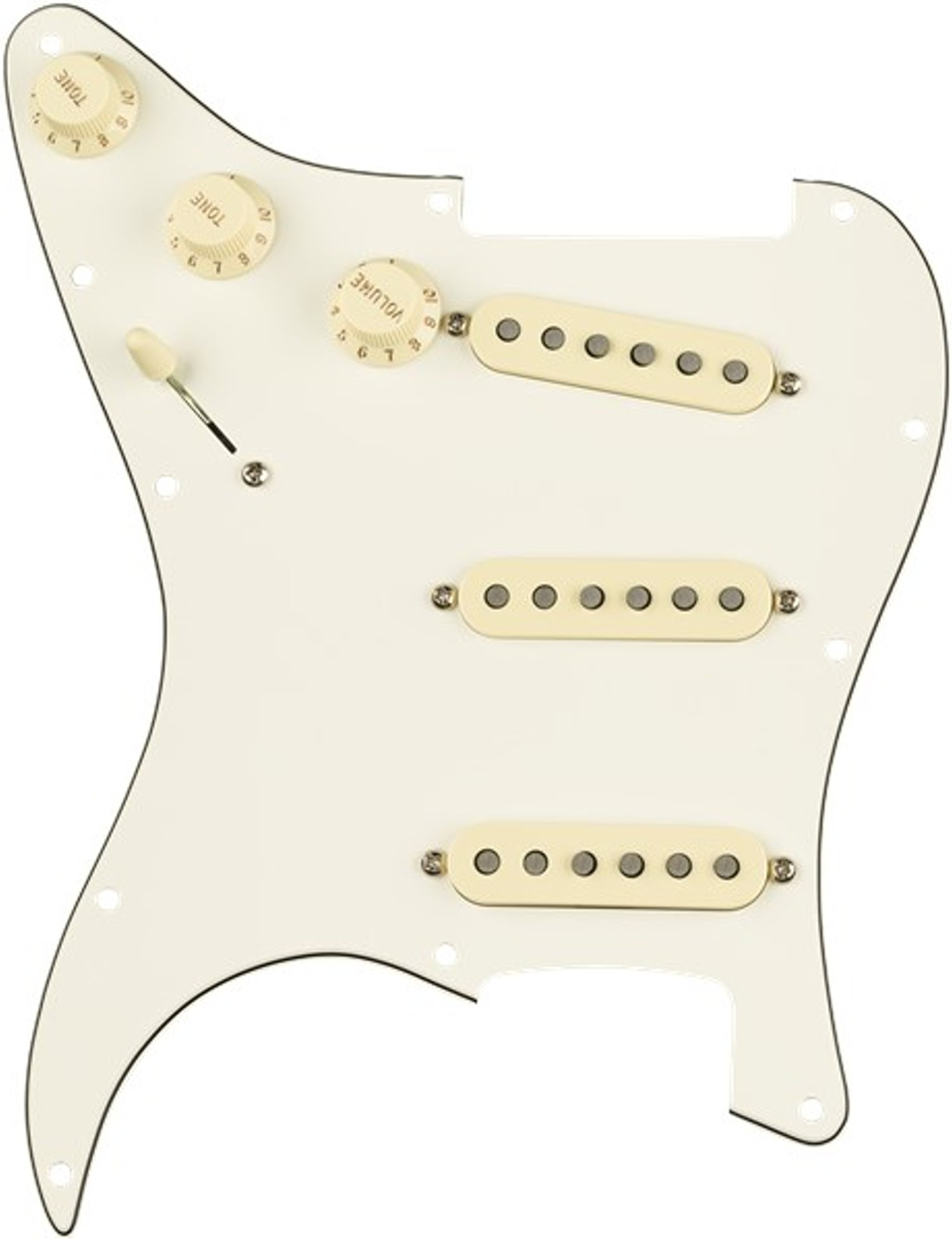Fender Pre-Wired Strat Pickguard, Tex-Mex SSS, Parchment 11 Hole PG