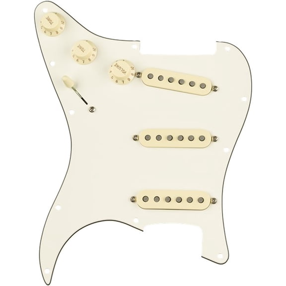 Fender Pre-Wired Strat Pickguard, Tex-Mex SSS, Parchment 11 Hole PG