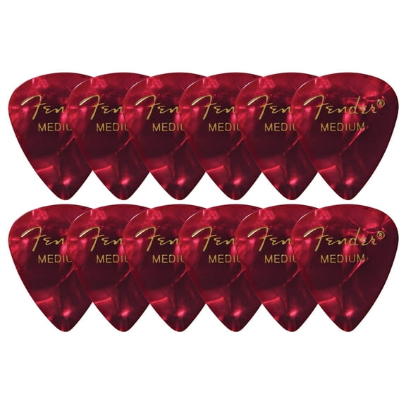 Fender Premium Celluloid 351 Shape Picks, Medium, Red Moto - 12 Pack