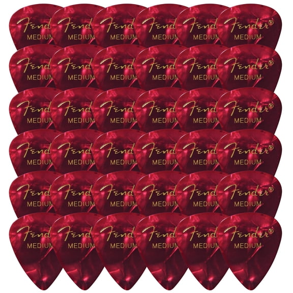 Fender Premium Celluloid 351 Shape Picks, Medium, Red Moto - 36 Pack