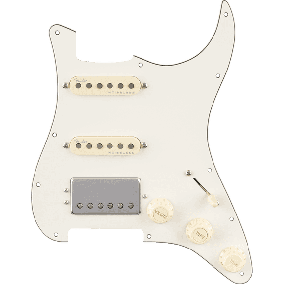 Fender Quadra Tap/Ultra Noiseless HSS Pre-Wired Stratocaster Pickguard, 11-Hole, Parchment