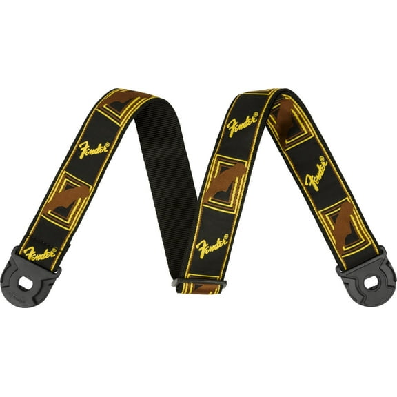 Fender Quick Grip Locking End Guitar Strap, Black/Yellow & Brown, 2" #0990629001