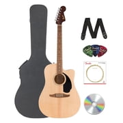 Fender Redondo CE Dreadnought Acoustic-Electric Guitar - Natural Bundle with Hard Case, Strap, Strings, Picks, and Austin Bazaar Instructional Video