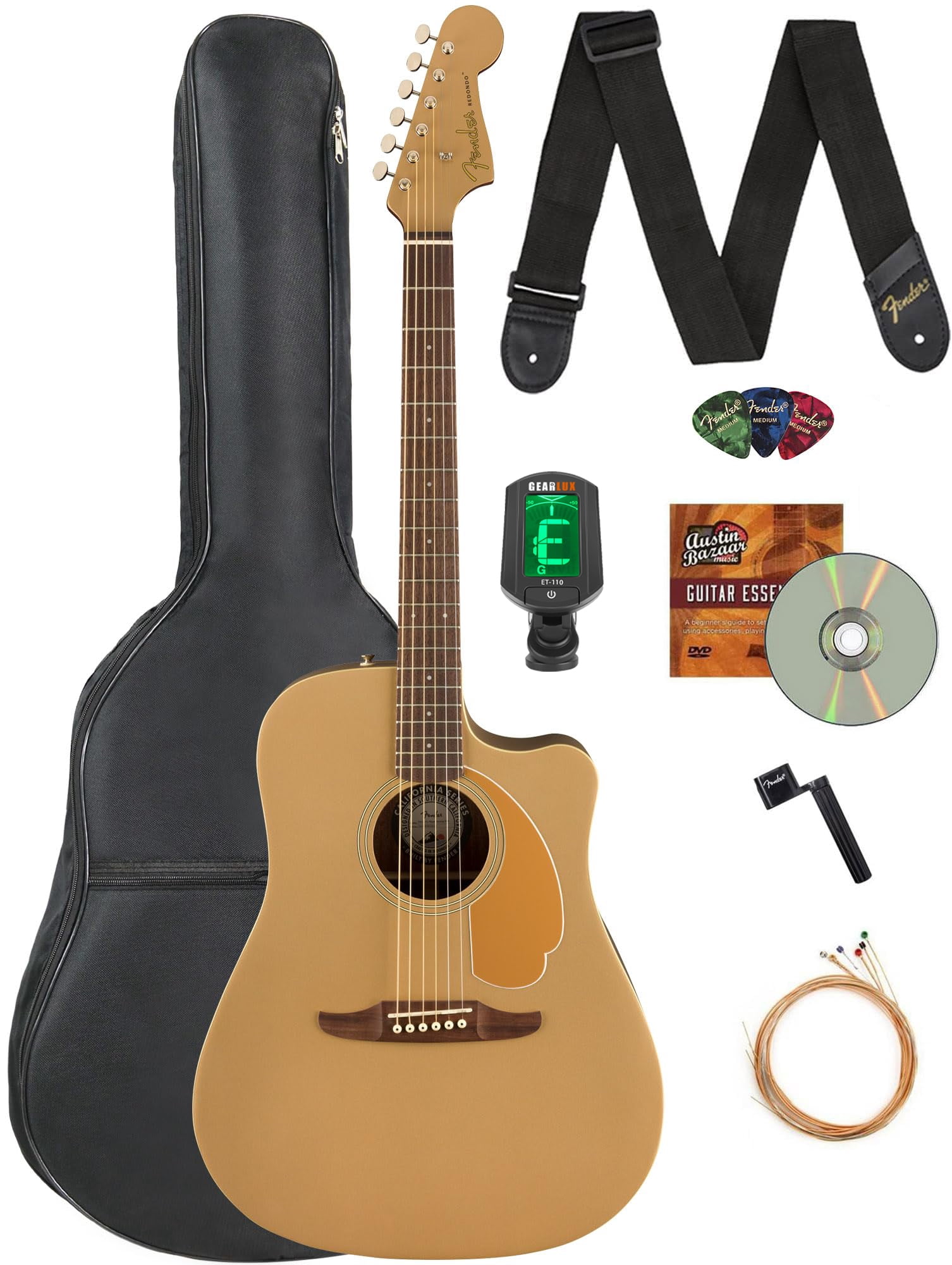Fender Redondo Player Acoustic-Electric Guitar - Bronze Satin w/ Gig Bag