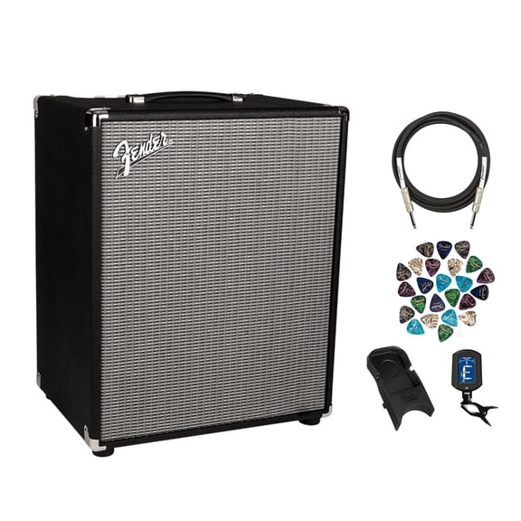 Fender Rumble 200 V3 1X15 200W Bass Combo Amplifier Bundle with Instrument Cable, Amperstand Guitar Cradle, Tuner, and 24-Pack Picks