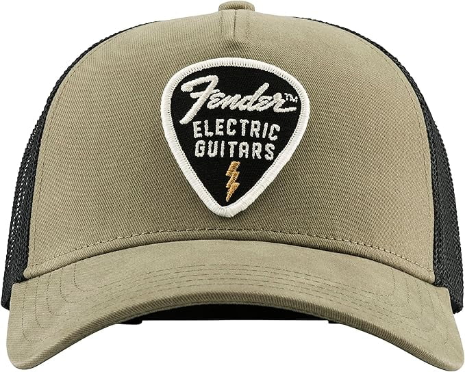 Fender Snap Back Pick Patch Cap, Stocking Stuffers, Guitar Accessories, Olive