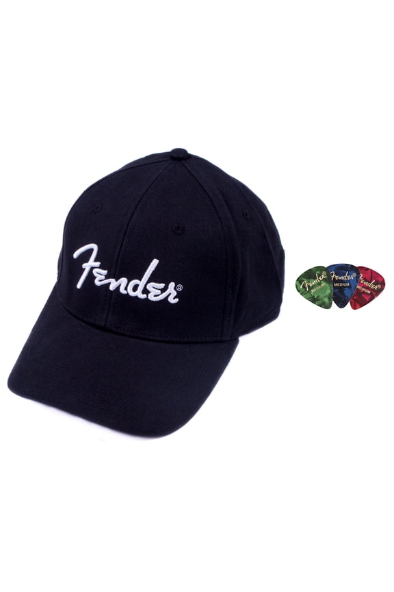 Spaghetti Logo Hat, One Size Fits Most - Black Bundle with Picks
