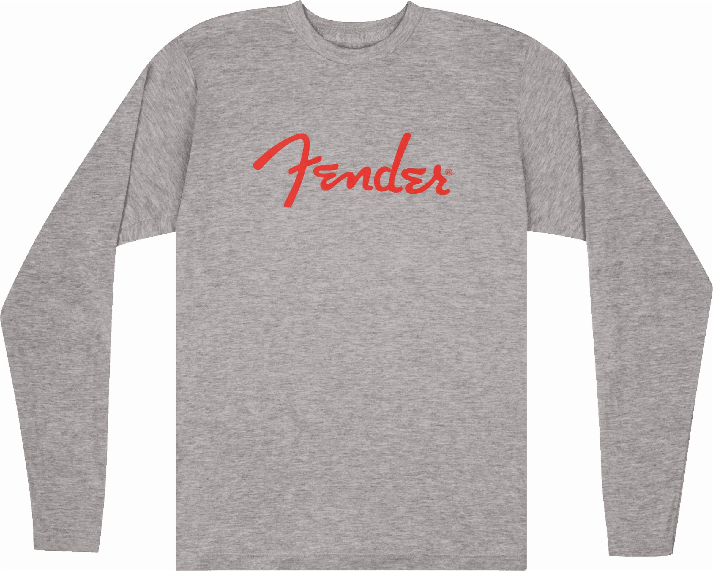 Fender® Spaghetti Logo L/S T-Shirt, Heather Gray, Medium
