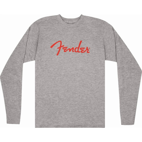 Fender® Spaghetti Logo L/S T-Shirt, Heather Gray, Medium