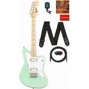 Fender Squier Mini Strat Electric Guitar Bundle with Tuner, Strap, Picks, Austin Bazaar Instructional DVD and Polishing Cloth, Black