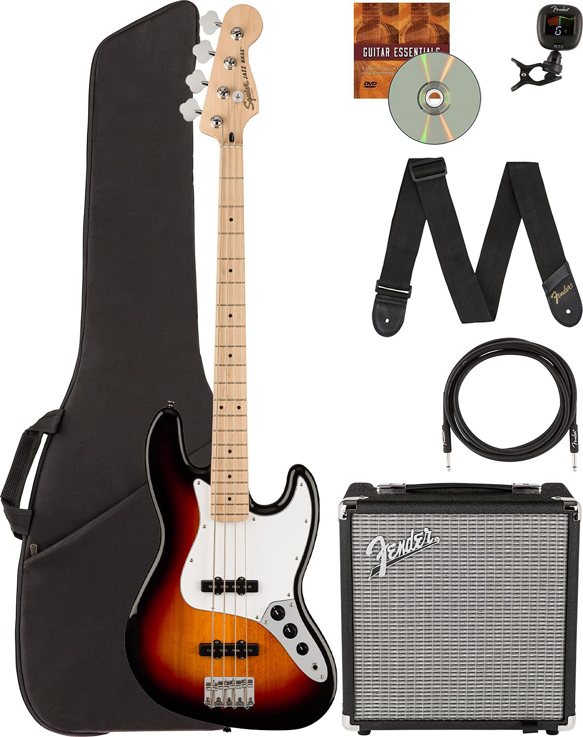 Fender Squier Affinity Jaguar Bass H - Black w/ Rumble 15 Amplifier