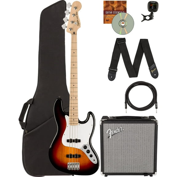 Fender Squier Affinity Jaguar Bass H - Black w/ Rumble 15 Amplifier