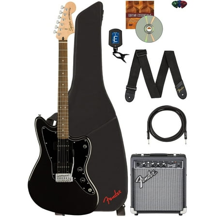 Fender Squier Affinity Jazzmaster - Metallic Black w/ Frontman 10G Amplifier