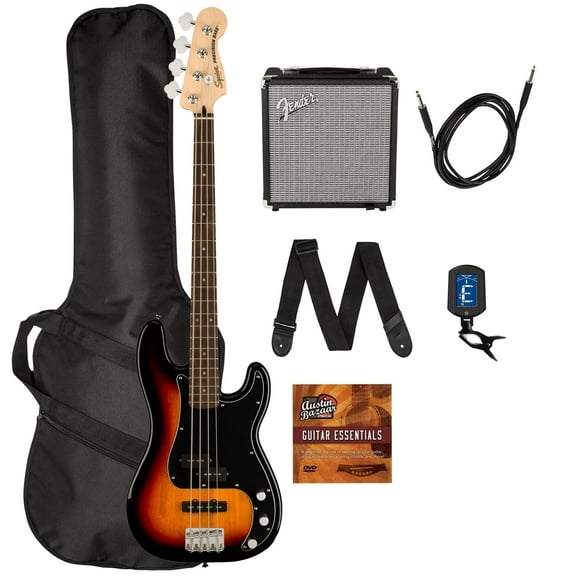 Fender Squier Affinity Precision Bass PJ - 3-Color Sunburst w/ Rumble 15 Amplifier