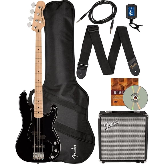 Fender Squier Affinity Precision Bass PJ - Black w/ Rumble 15 Amplifier