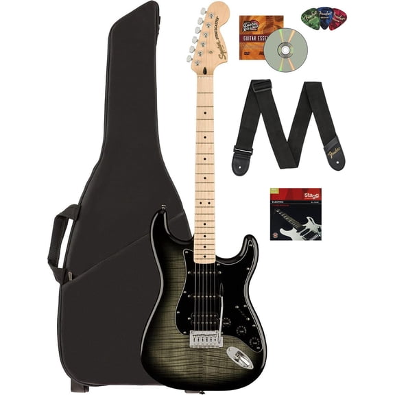 Fender Squier Affinity Stratocaster FMT HSS - Black Burst w/ Gig Bag