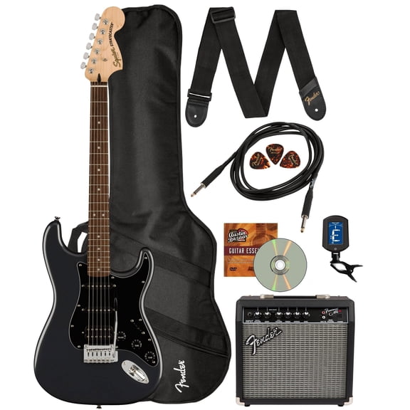 Fender Squier Affinity Stratocaster HSS - Charcoal Frost Metallic w/ Amplifier