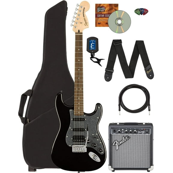 Fender Squier Affinity Stratocaster HSS - Metallic Black w/ Frontman 10G Amplifier