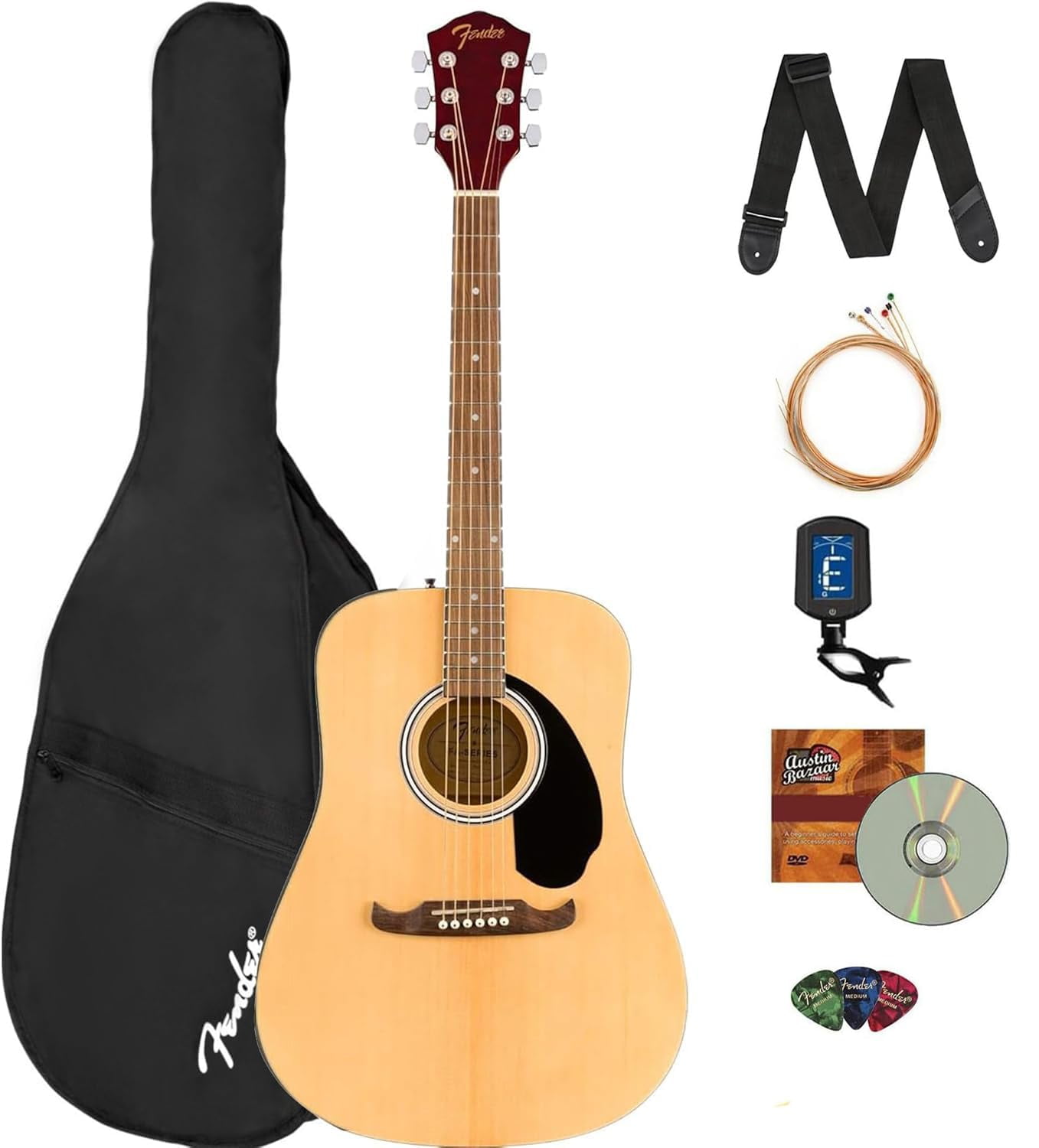 Fender FA-125 Dreadnought Acoustic Guitar - Natural w/ Gig Bag