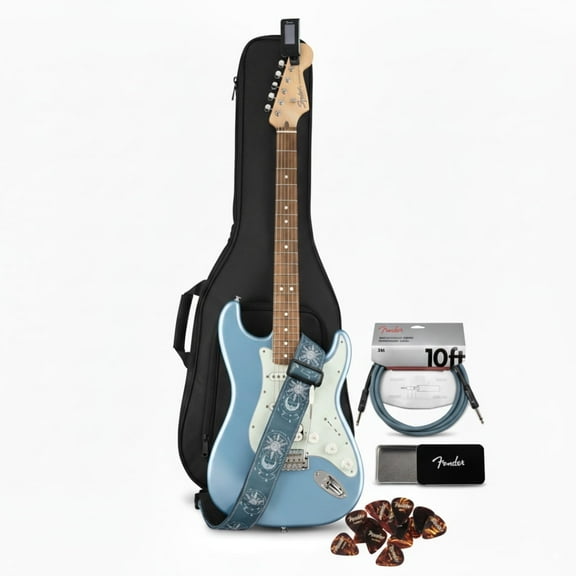 Fender Squier Limited Edition Classic Vibe '60s Stratocaster HSS Electric Guitar (Ice Blue Metallic) Bundle with Accessories (17 Items)
