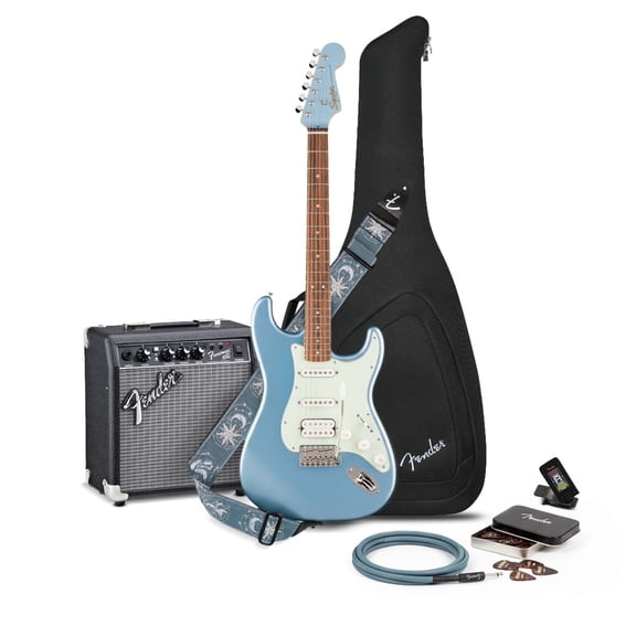 Fender Squier Limited Edition Classic Vibe '60s Stratocaster HSS Electric Guitar (Ice Blue Metallic) Bundle with Accessories (18 Items)