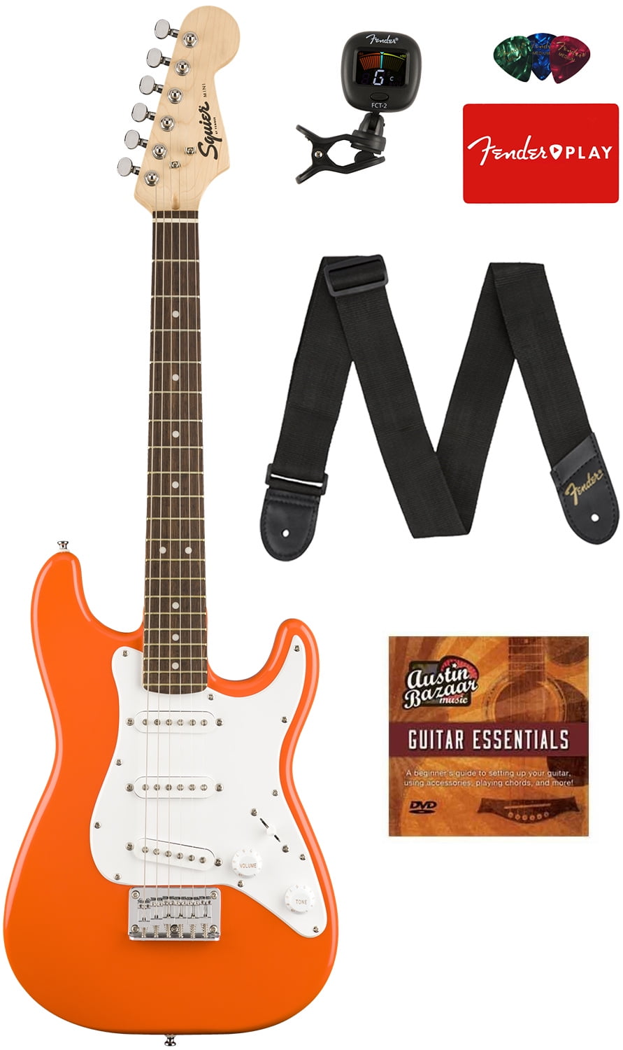 Fender Squier Mini Strat Electric Guitar - Competition Orange w/ Tuner