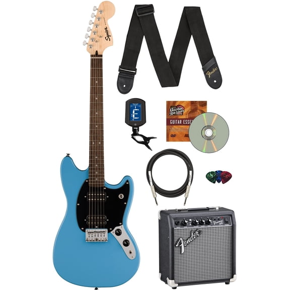 Fender Squier Sonic Mustang HH, Laurel Fingerboard - California Blue w/ Frontman 10G Amplifier