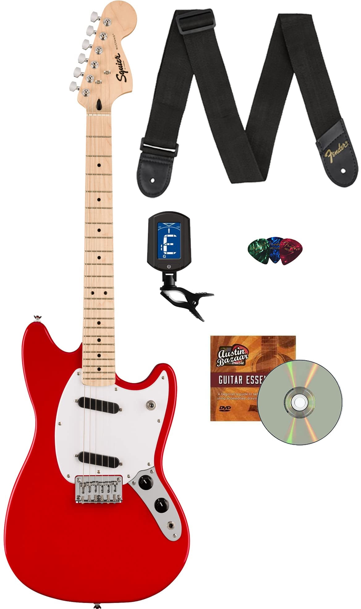 Fender Squier Sonic Mustang - Torino Red w/ Tuner - Walmart.com