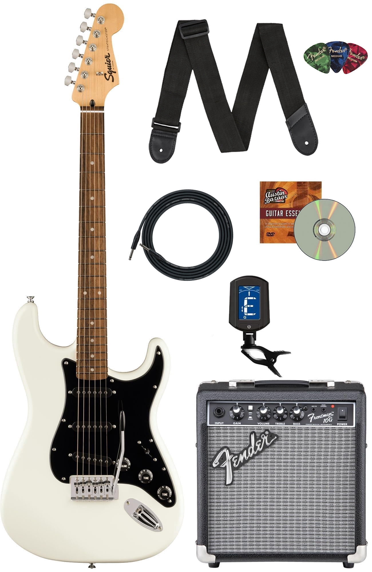 Fender Squier Sonic Stratocaster - Arctic White w/ Frontman 10G Amplifier