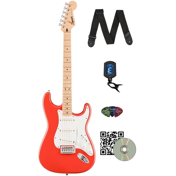 Fender Squier Sonic Stratocaster - Fiesta Red Bundle with Tuner, Strap, Picks, and Austin Bazaar Instructional Video