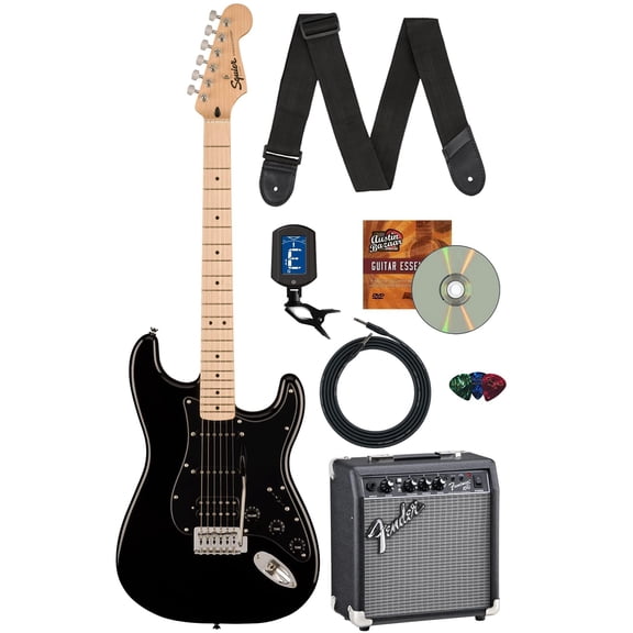 Fender Squier Sonic Stratocaster HSS - Black w/ Frontman 10G Amplifier