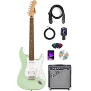 Fender Squier Sonic Stratocaster HSS - Surf Green Bundle with Frontman 10G Amp, Cable, Tuner, Strap, Picks, and Austin Bazaar Guitar DVD