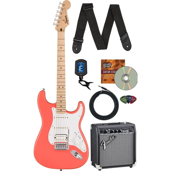 Fender Squier Sonic Stratocaster HSS - Tahititan Coral w/ Frontman 10G Amplifier