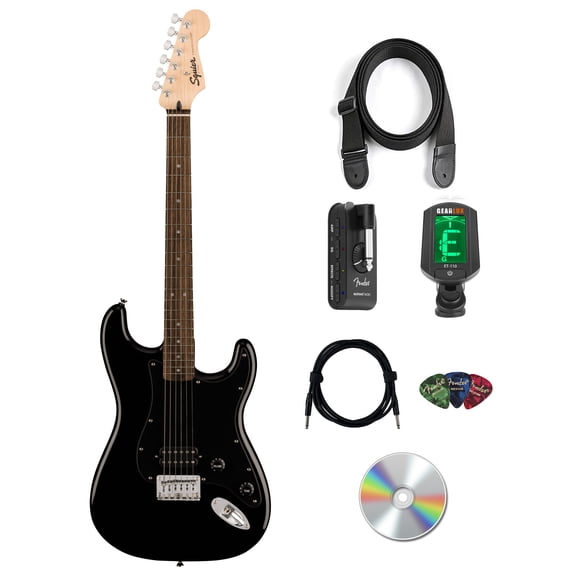 Fender Squier Sonic Stratocaster HT H - Black w/ Mustang Micro