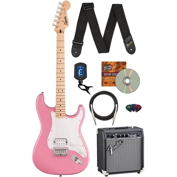 Fender Squier Sonic Stratocaster HT H - Flash Pink w/ Frontman 10G Amplifier