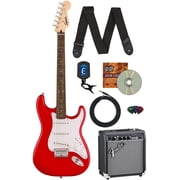 Fender Squier Sonic Stratocaster HT - Torino Red Bundle with Frontman 10G Amp, Tuner, Strap, Cable, Picks, and Austin Bazaar Guitar DVD