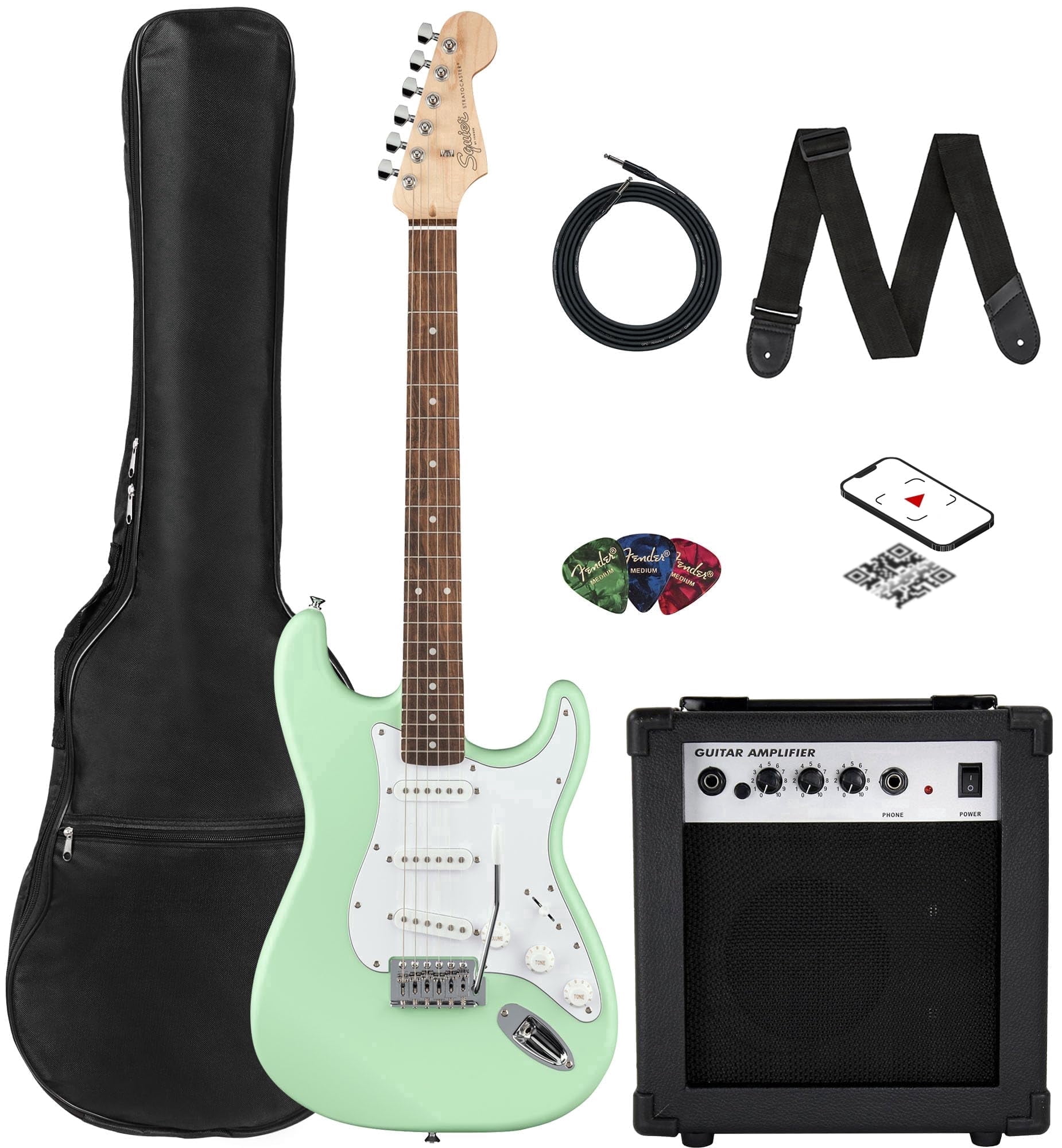 Fender Squier Stratocaster - Surf Green w/ Amplifier