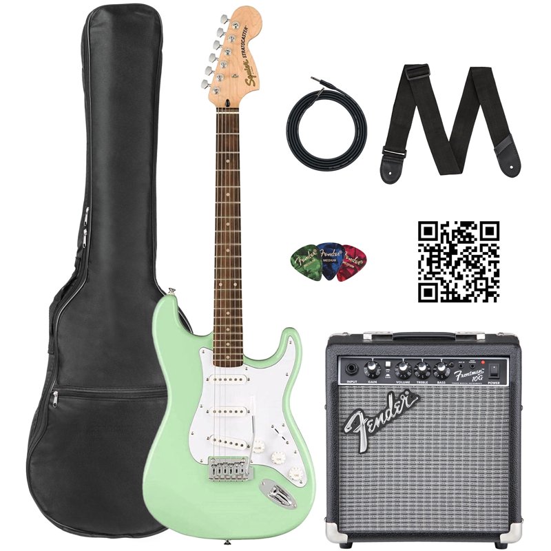 Fender Squier Stratocaster - Surf Green w/ Frontman 10G Amplifier