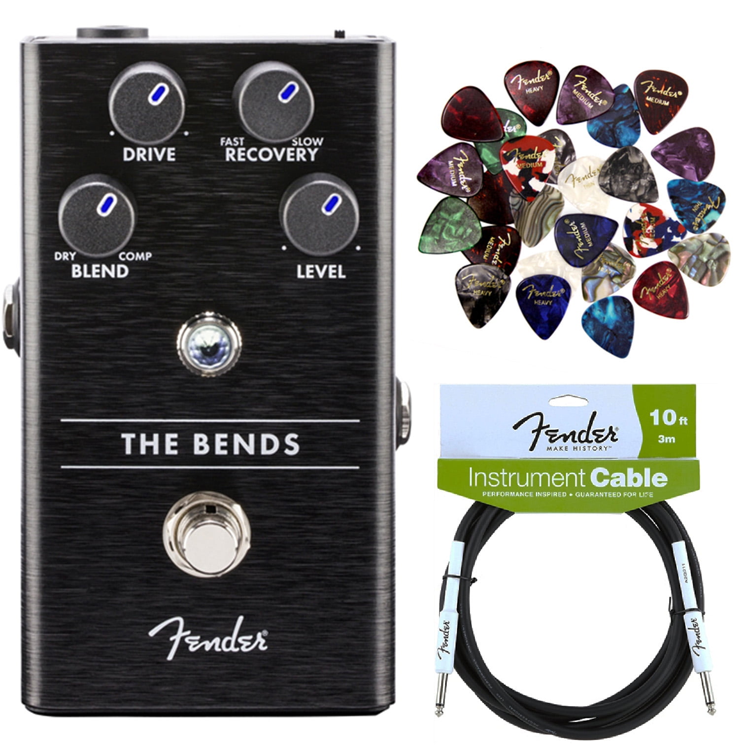 Fender The Bends Compressor Pedal w/ Instrument Cable - Walmart.com